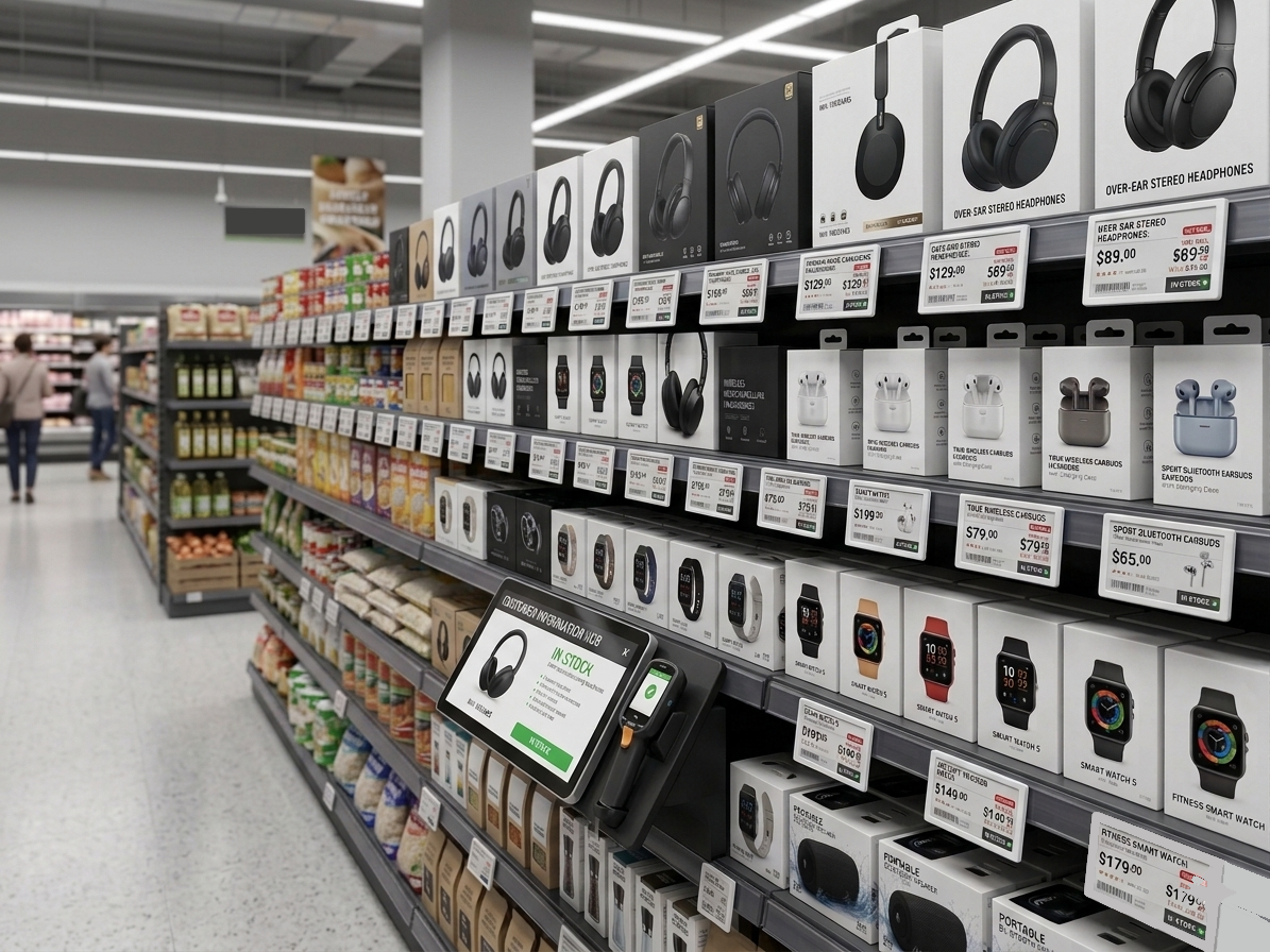 Retail products on shelves